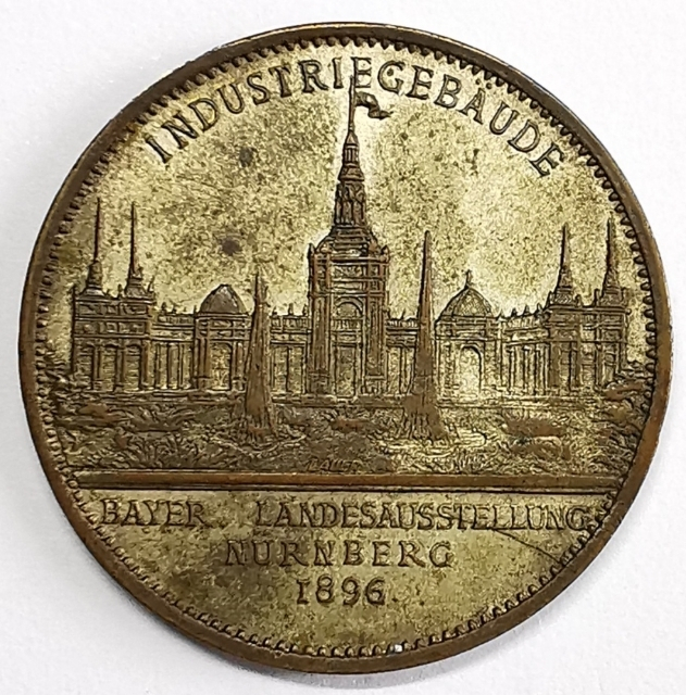 凡希社世界钱币微拍第九十七期 1896德国纽伦堡景观铜镀银纪念章