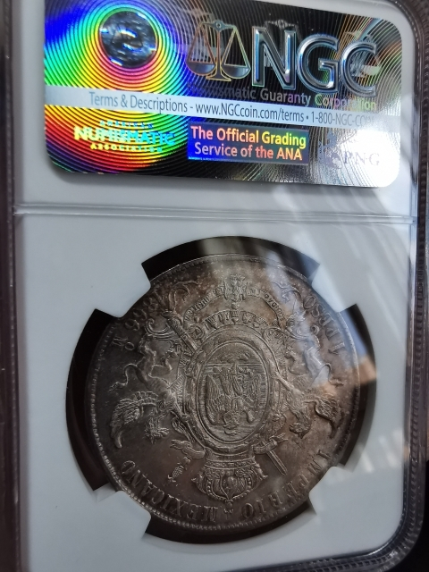 凡希社世界钱币微拍第九十七期 荐！1866墨西哥马克西米连比索大银NGC-MS62