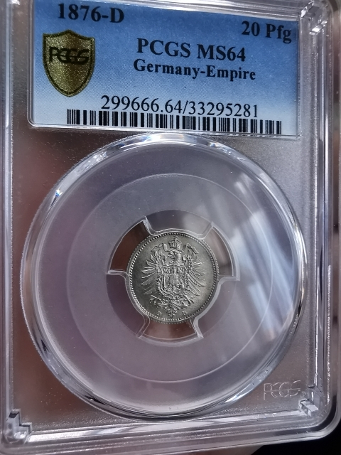 凡希社世界钱币微拍第九十七期 1876德国20芬尼银币PCGS-MS64