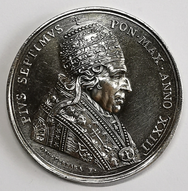 凡希社世界钱币微拍第九十七期 荐！1822年庇护七世梵蒂冈博物馆修缮纪念高浮雕大银章UNC