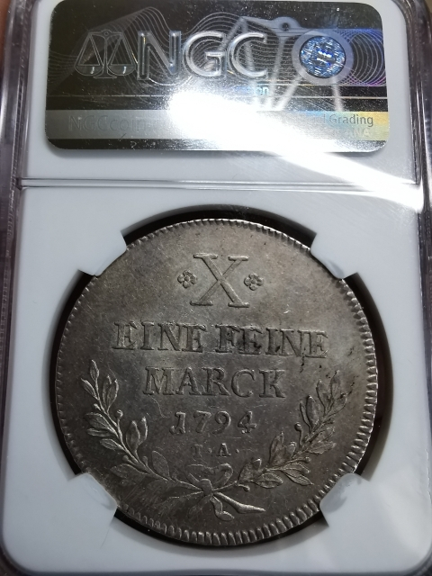 凡希社世界钱币微拍第九十七期 稀！1791德国美因茨泰勒NGC-MS61