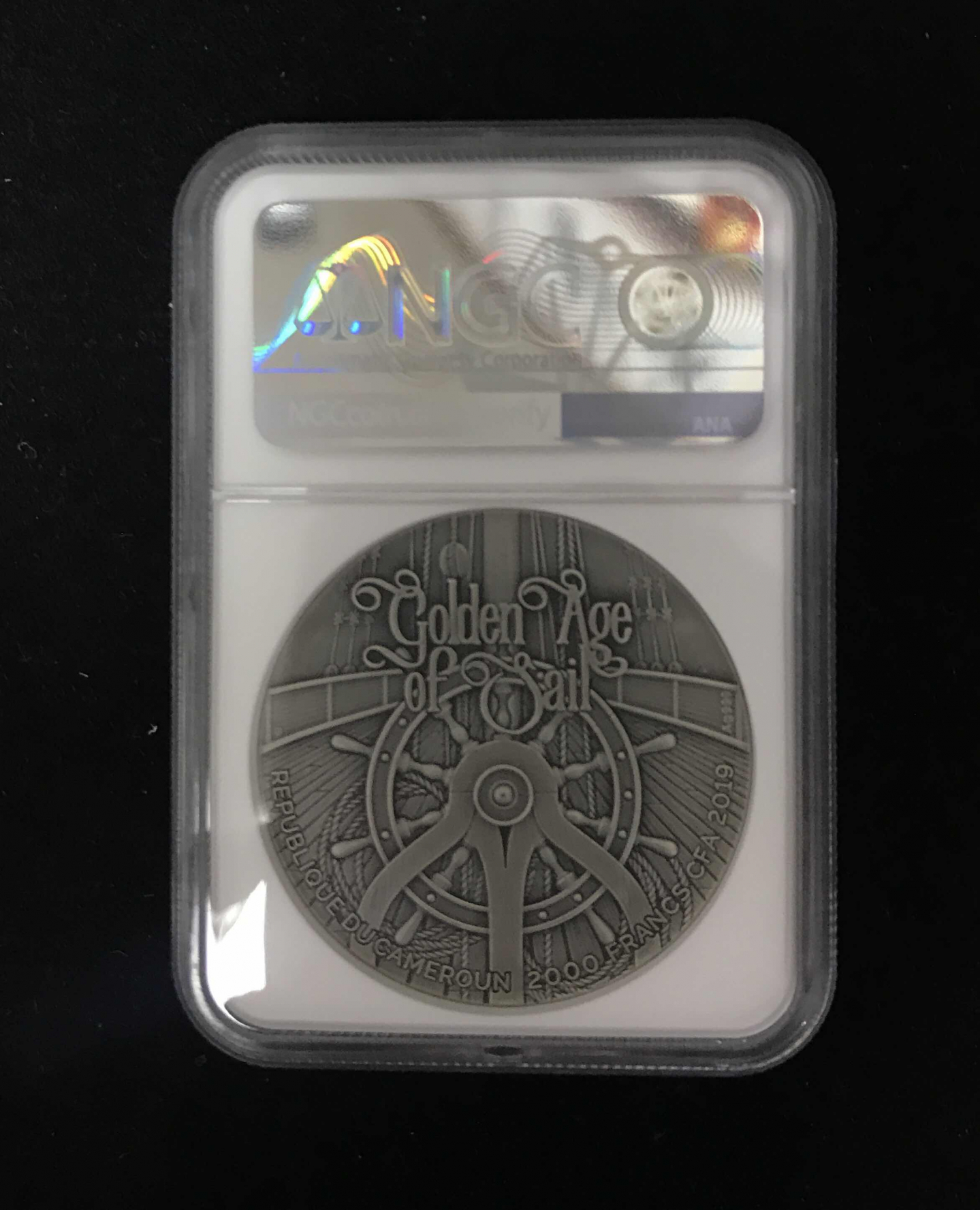 【随心拍&GetCoins】🌟广州展销会CICE专场🌟现代金银币拍卖第三十四期 喀麦隆2019年安妮女王复仇号高浮雕2盎司仿古银币NGC69