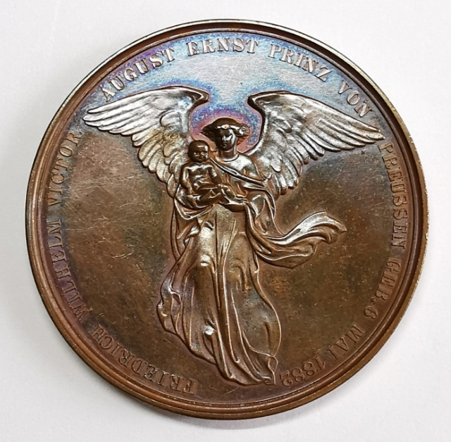 凡希社世界钱币微拍第九十七期 1882普鲁士勃兰登堡皇家伉俪纪念55mm大铜章67克UNC