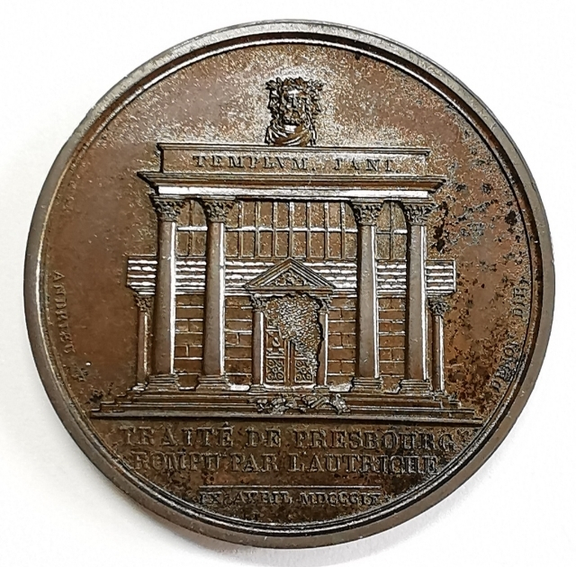凡希社世界钱币微拍第九十七期 荐！1805法国普雷斯堡合约纪念铜章UNC精美