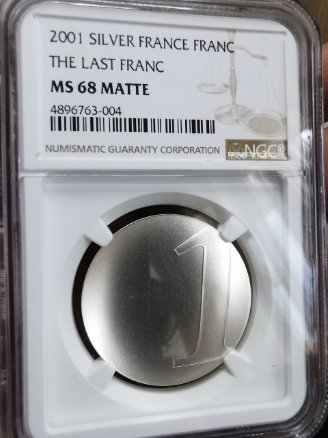 凡希社世界钱币微拍第九十七期 2001最后的法郎NGC-MS68