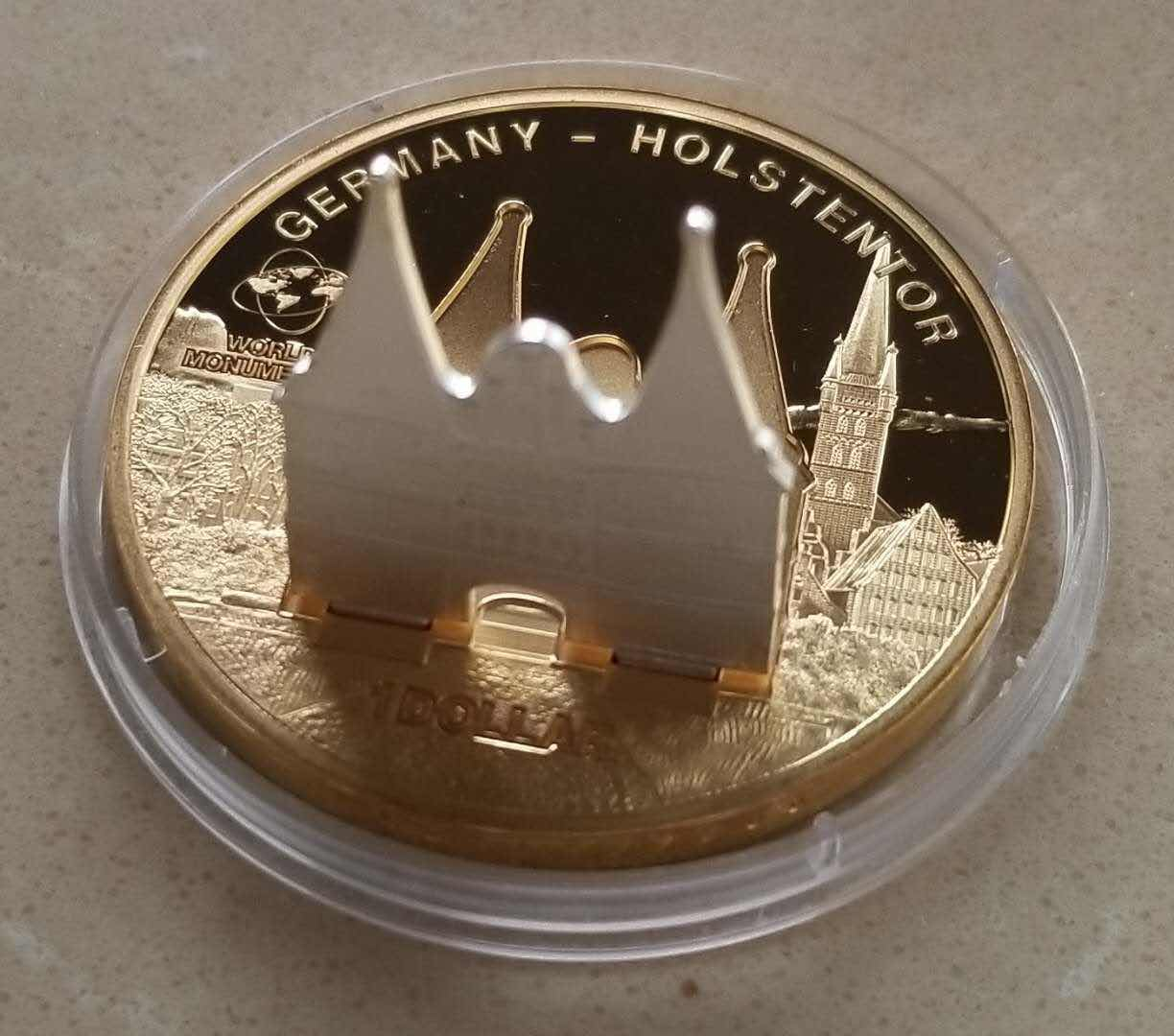 【随心拍&GetCoins】🌟广州展销会CICE专场🌟现代金银币拍卖第三十四期 库克2009年世界奇观荷尔斯泰因门立体镀金纪念币 铜镀金，