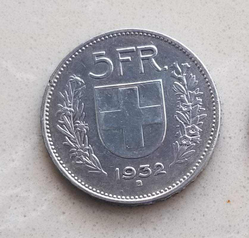【币观天下】⭐️广州CICE展销会专场⭐️第八十五期钱币拍卖 瑞士1932年5法郎大银币，品如图。
