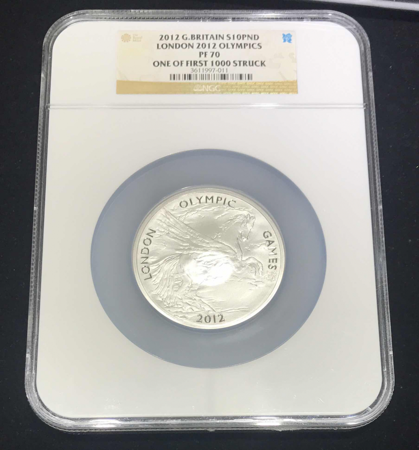 【随心拍&GetCoins】🌟广州展销会CICE专场🌟现代金银币拍卖第三十四期 获奖币英国2012年伦敦奥运5盎司飞马精制纪念银币NGC70首发1000枚