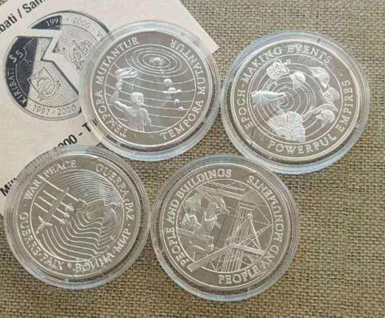 【随心拍&GetCoins】🌟广州展销会CICE专场🌟现代金银币拍卖第三十四期 基里巴斯和萨摩亚联合发行千禧年分割银币8枚，带证书包装。