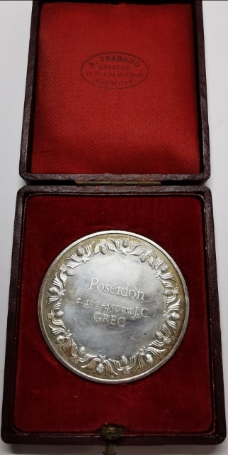 凡希社世界钱币微拍CICE专场拍卖 二十世纪希腊海神波塞冬精美大银章51mm67克原盒
