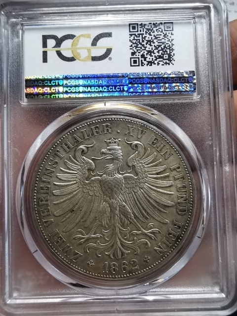 凡希社世界钱币微拍CICE专场拍卖 稀！1862法兰克福少女2泰勒大银PCGS-MS64