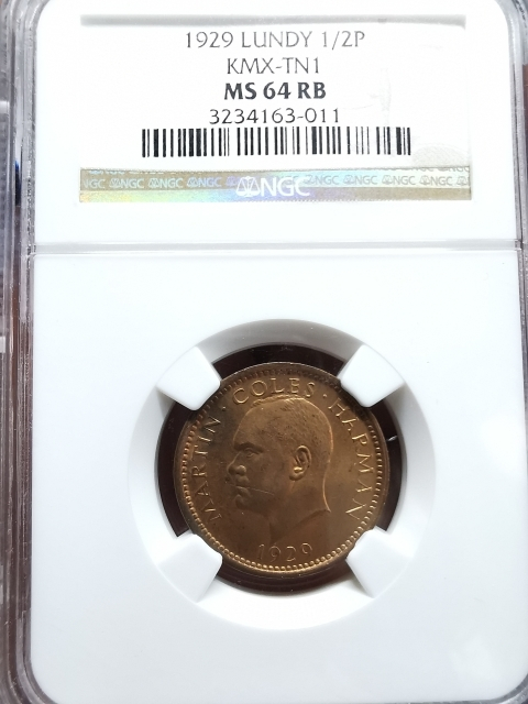 凡希社世界钱币微拍CICE专场拍卖 1929伦地岛1/2便士NGC-MS64