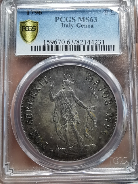 凡希社世界钱币微拍CICE专场拍卖 稀！1796热那亚8里拉大银PCGS-MS63收藏级！