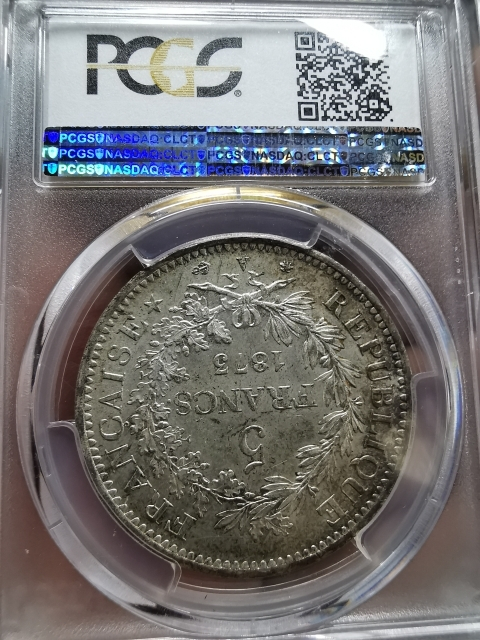 凡希社世界钱币微拍CICE专场拍卖 1873A法国大力神5法郎PCGS-MS65高分！