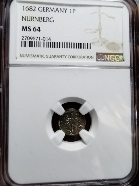凡希社世界钱币微拍CICE专场拍卖 1682纽伦堡1芬尼银NGC-MS64