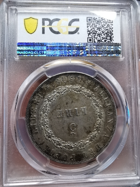 凡希社世界钱币微拍CICE专场拍卖 稀！1848威尼斯飞狮5里拉PCGS-AU55低评！