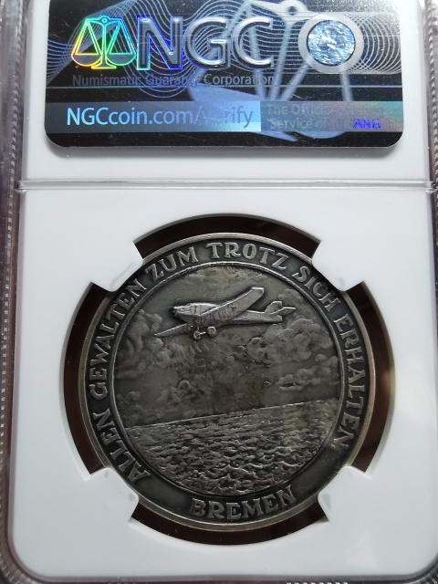 凡希社世界钱币微拍CICE专场拍卖 1928德国飞越大西洋纪念银章NGC-MS62