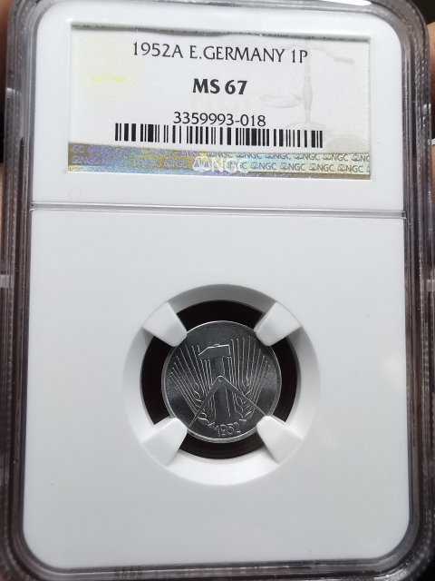 凡希社世界钱币微拍CICE专场拍卖 1952东德芬尼NGC-MS67
