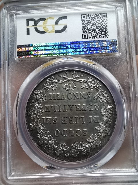 凡希社世界钱币微拍CICE专场拍卖 稀！1800阿尔卑斯山南共和国SCUDO大银PCGS-AU58收藏级！