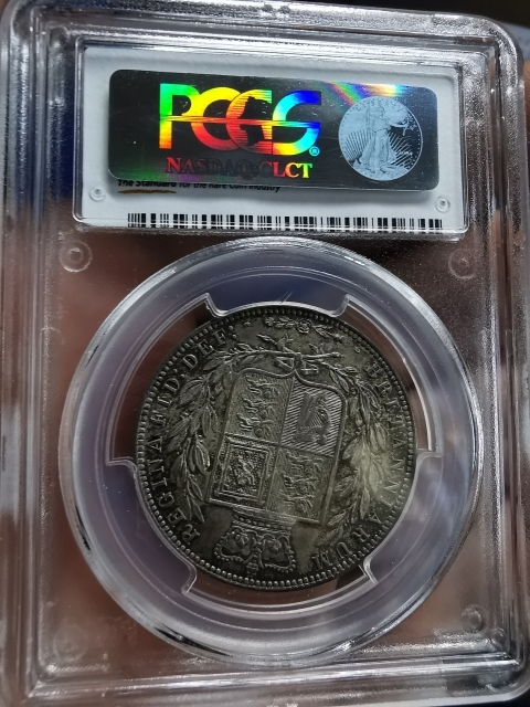 凡希社世界钱币微拍CICE专场拍卖 荐！1874英国小维半克朗PCGS-MS63五彩包浆！