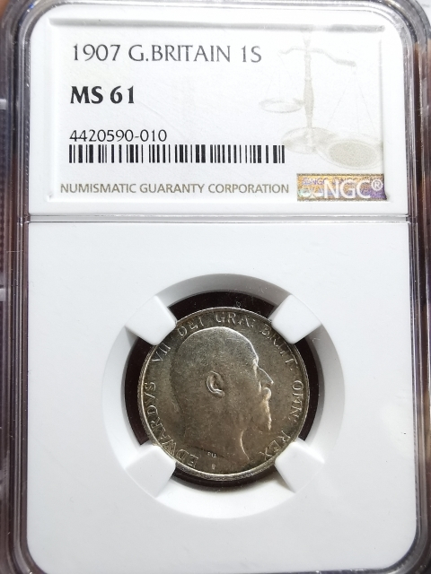凡希社世界钱币微拍CICE专场拍卖 1907英国爱七先令NGC-MS61