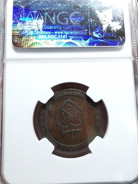 凡希社世界钱币微拍CICE专场拍卖 荐！1794印度马德拉斯1/96卢比NGC-PF64