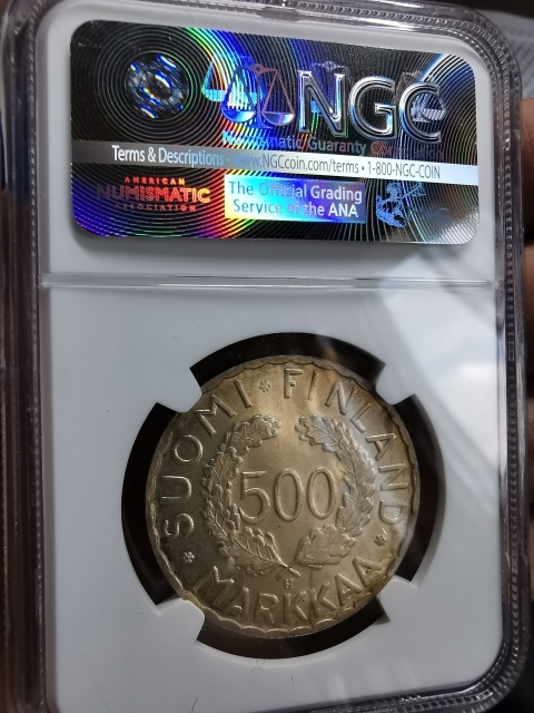 凡希社世界钱币微拍CICE专场拍卖 稀！1951H芬兰赫尔辛基奥运会500马克NGC-MS62