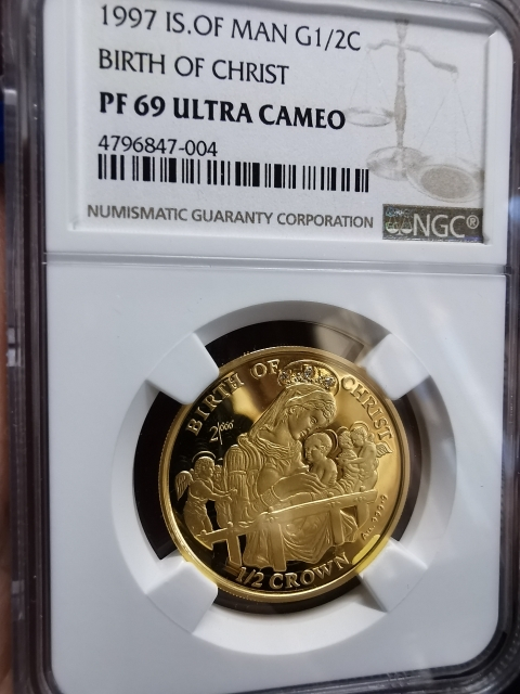 凡希社世界钱币微拍CICE专场拍卖 1997马恩岛基督诞生1/2C金币NGC-PF69UC