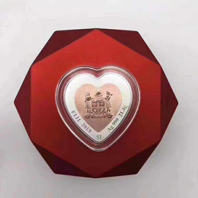 【随心拍&GetCoin】现代金银币拍卖第三十五期 斐济2019年爱情颂歌两只天鹅心形双金属银币，带证书包装