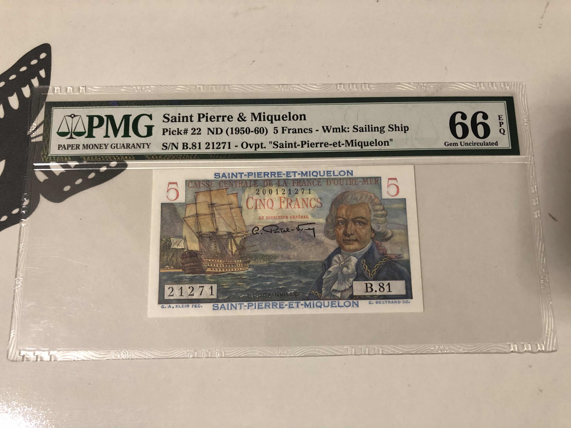【收藏联盟】第101期拍卖——开启新纪元 圣皮埃尔和密克隆 1950-60年 5法郎 PMG66EPQ  p22 