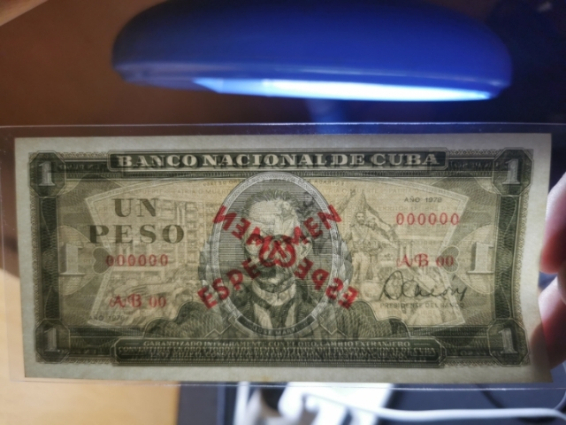 【鲸贝乐淘】千字文·第“菜重芥姜”号拍卖 【古巴票样】1978年1比索样币，全新全品UNC,潜力品种值得关注