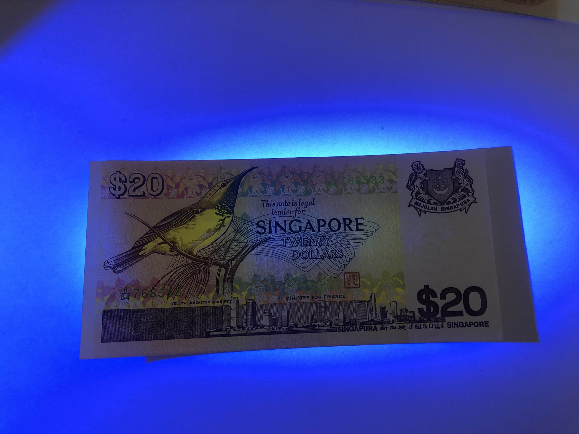 【收藏联盟】第101期拍卖——开启新纪元 新加坡 1979年20元  AU- 品相 鸟版