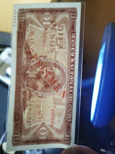 【鲸贝乐淘】千字文·第“菜重芥姜”号拍卖 【古巴票样】1970年10比索样币，全新全品UNC，潜力品种