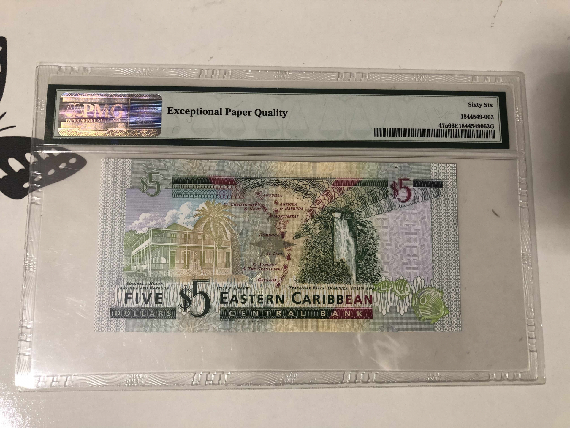 【收藏联盟】第102期拍卖 东加勒比 2008年5元 PMG66EPQ女王纸币