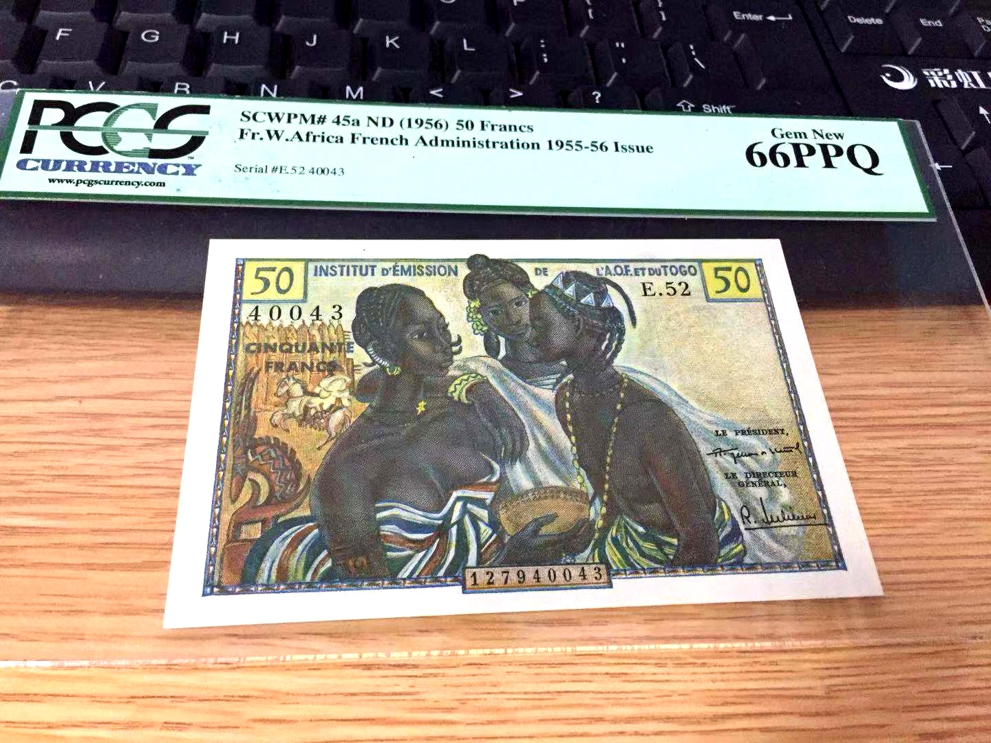 【收藏联盟】第101期拍卖——开启新纪元 法属西非 1956年50法郎 pcgs66EPQ 绝品 p45a 多哥版 露奶三少女 经典品种