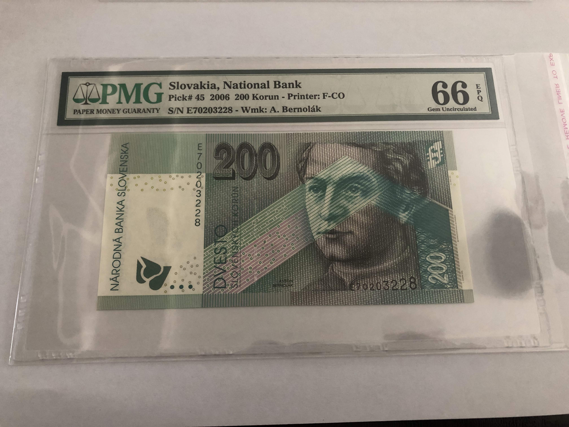 【收藏联盟】第101期拍卖——开启新纪元 斯洛伐克 2006年 200克朗 PMG66EPQ