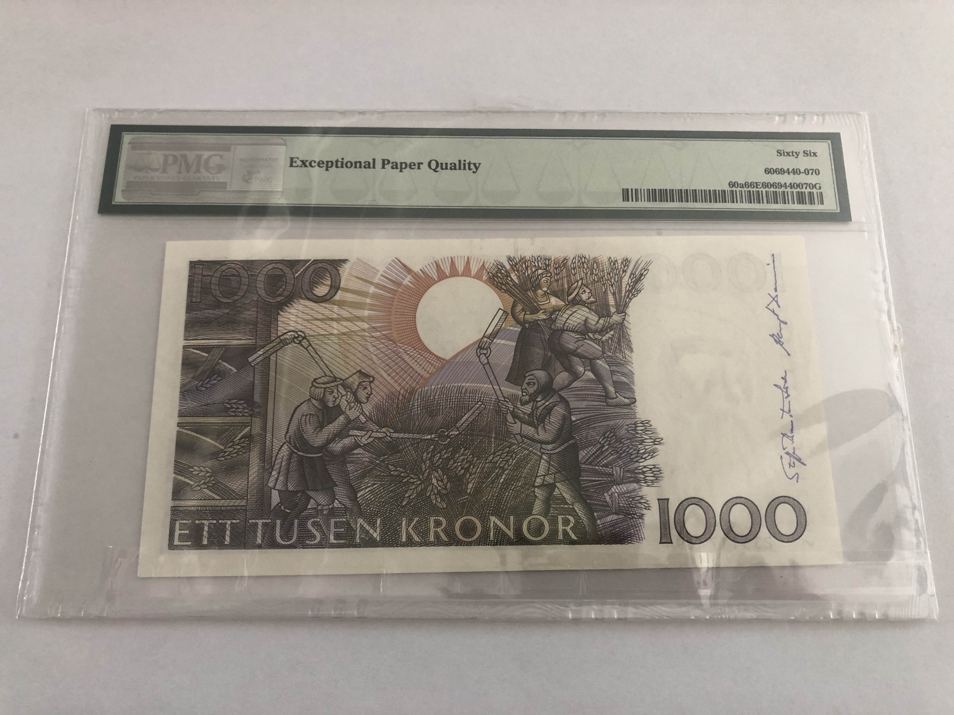 【收藏联盟】第101期拍卖——开启新纪元 瑞典 1989年 1000克朗 p60a 初版 PMG66EPQ