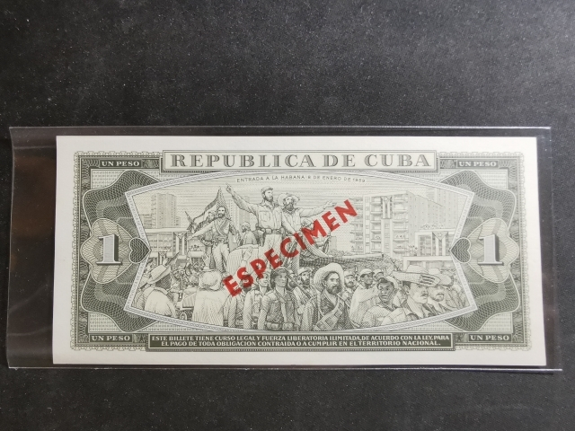 【鲸贝乐淘】千字文·第“菜重芥姜”号拍卖 【古巴票样】1978年1比索样币，全新全品UNC,潜力品种值得关注