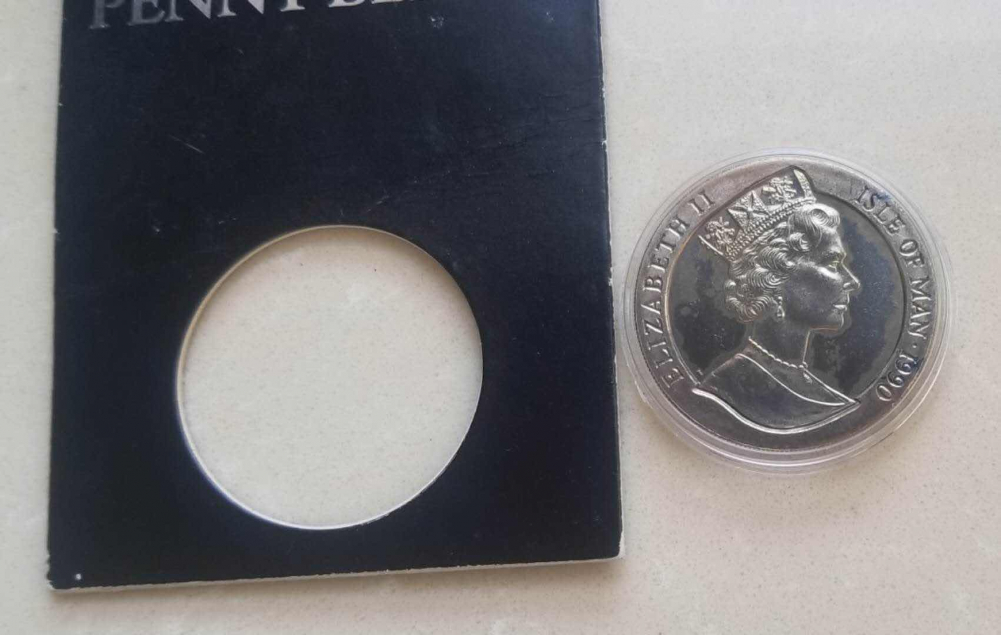 【随心拍&GetCoin】现代金银币拍卖第三十五期 获奖币!马恩岛1990年黑便士邮票发行150周年纪念币，铜镍黑色仿古，品如图。