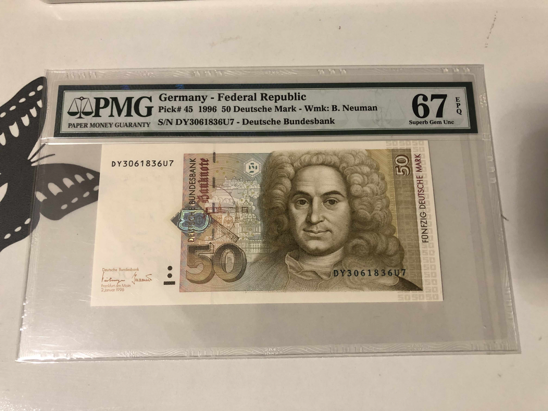 【收藏联盟】第101期拍卖——开启新纪元 德国 1993年 50马克 PMG67EPQ