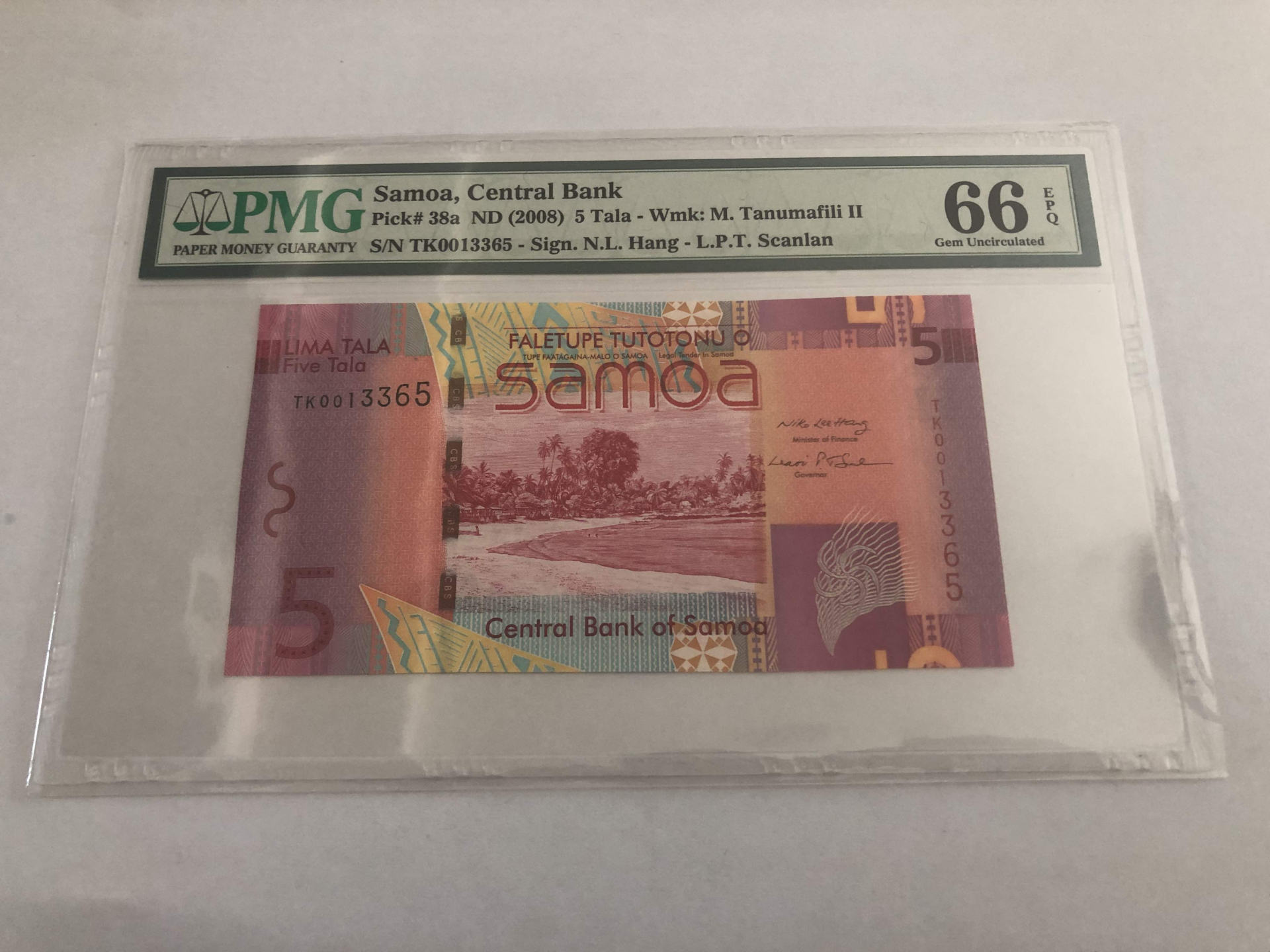 【收藏联盟】第101期拍卖——开启新纪元 萨摩亚 2008年 5塔拉 p38a PMG66EPQ 