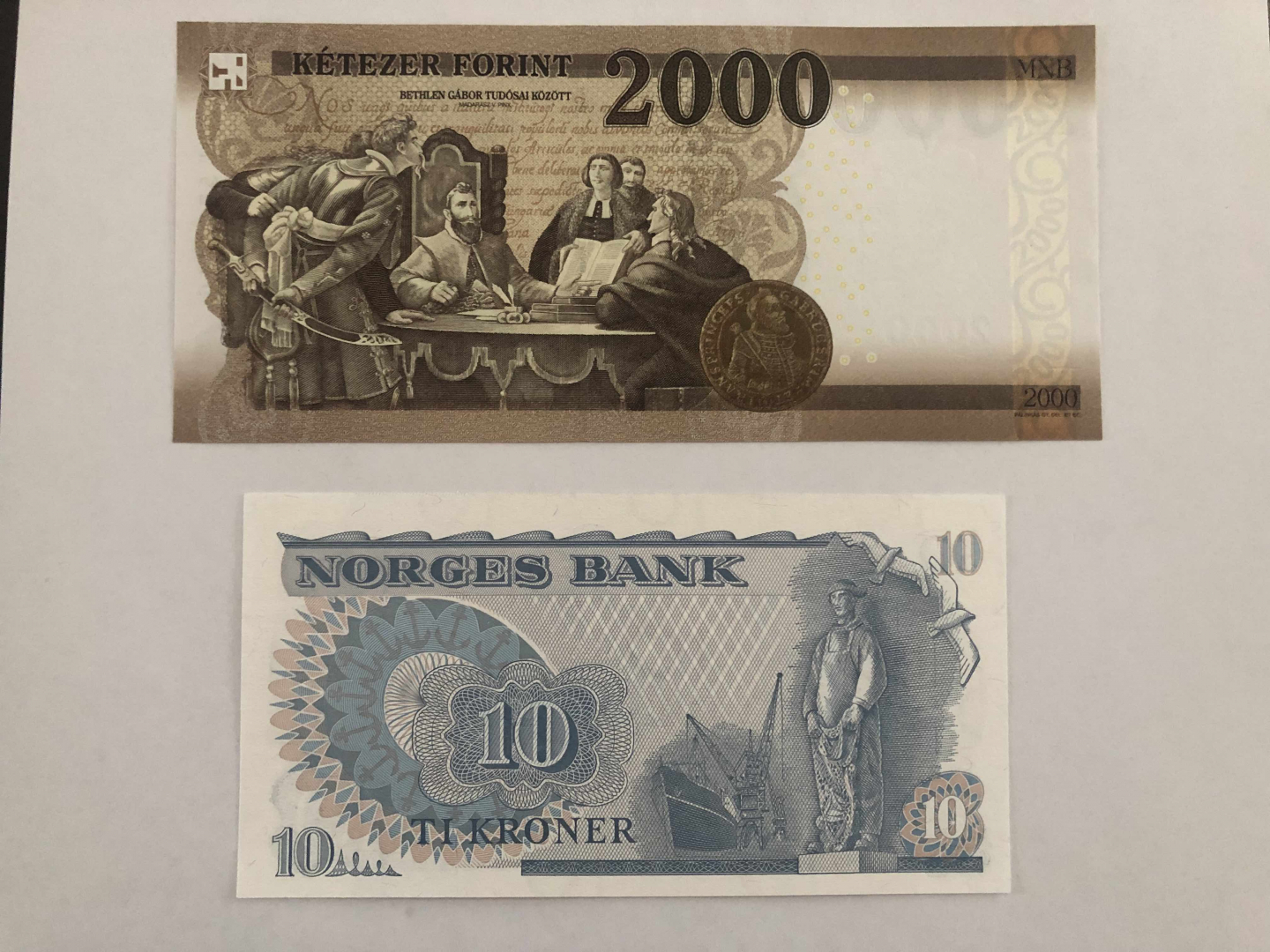 【收藏联盟】第102期拍卖 【一组2张】匈牙利2016年2000福林 & 挪威 1984年10克朗 全新UNC