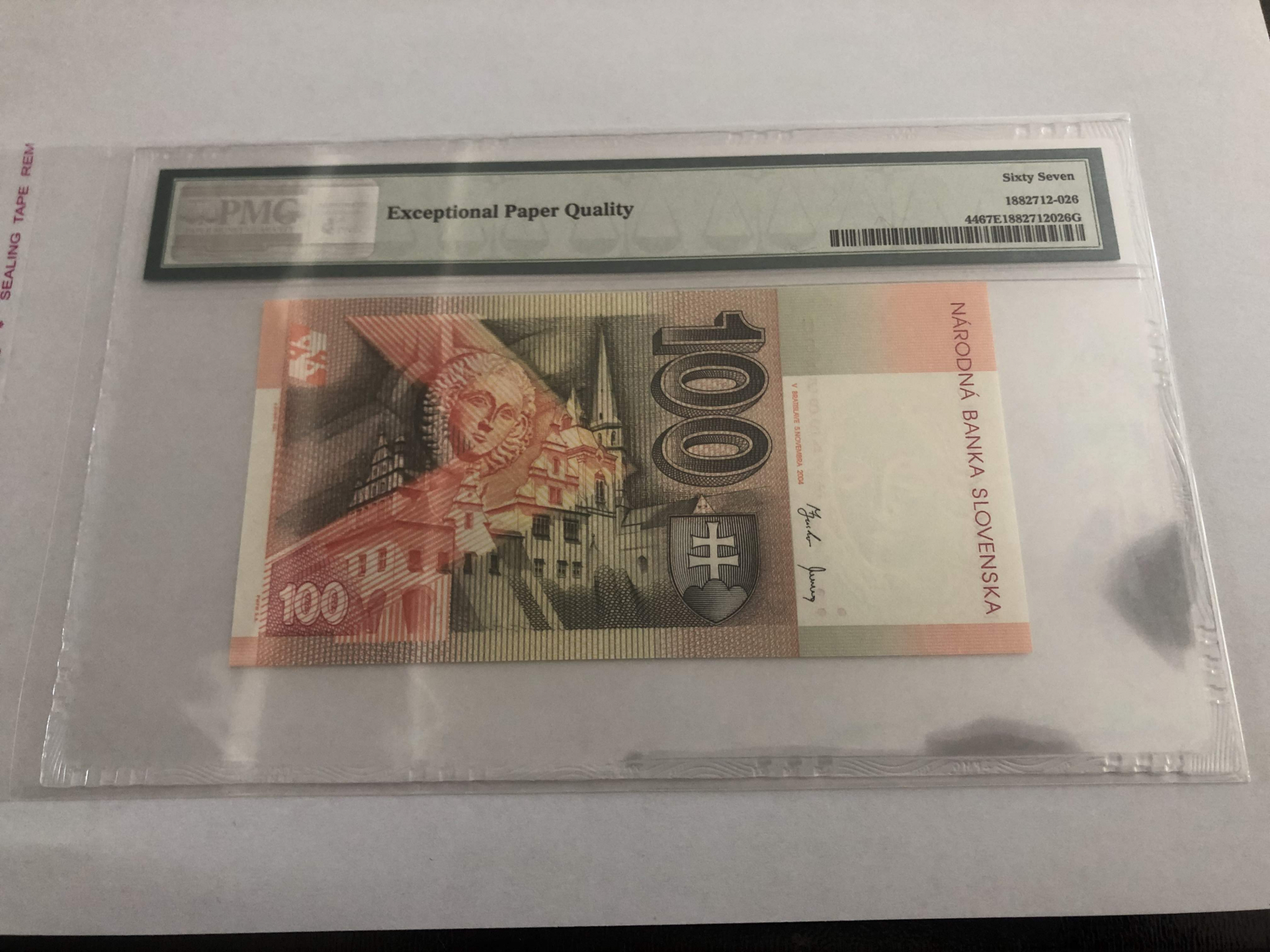 【收藏联盟】第101期拍卖——开启新纪元 斯洛伐克 2004年 100克朗 PMG67EPQ 高分