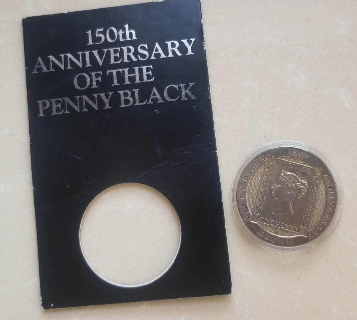 【随心拍&GetCoin】现代金银币拍卖第三十五期 获奖币!马恩岛1990年黑便士邮票发行150周年纪念币，铜镍黑色仿古，品如图。