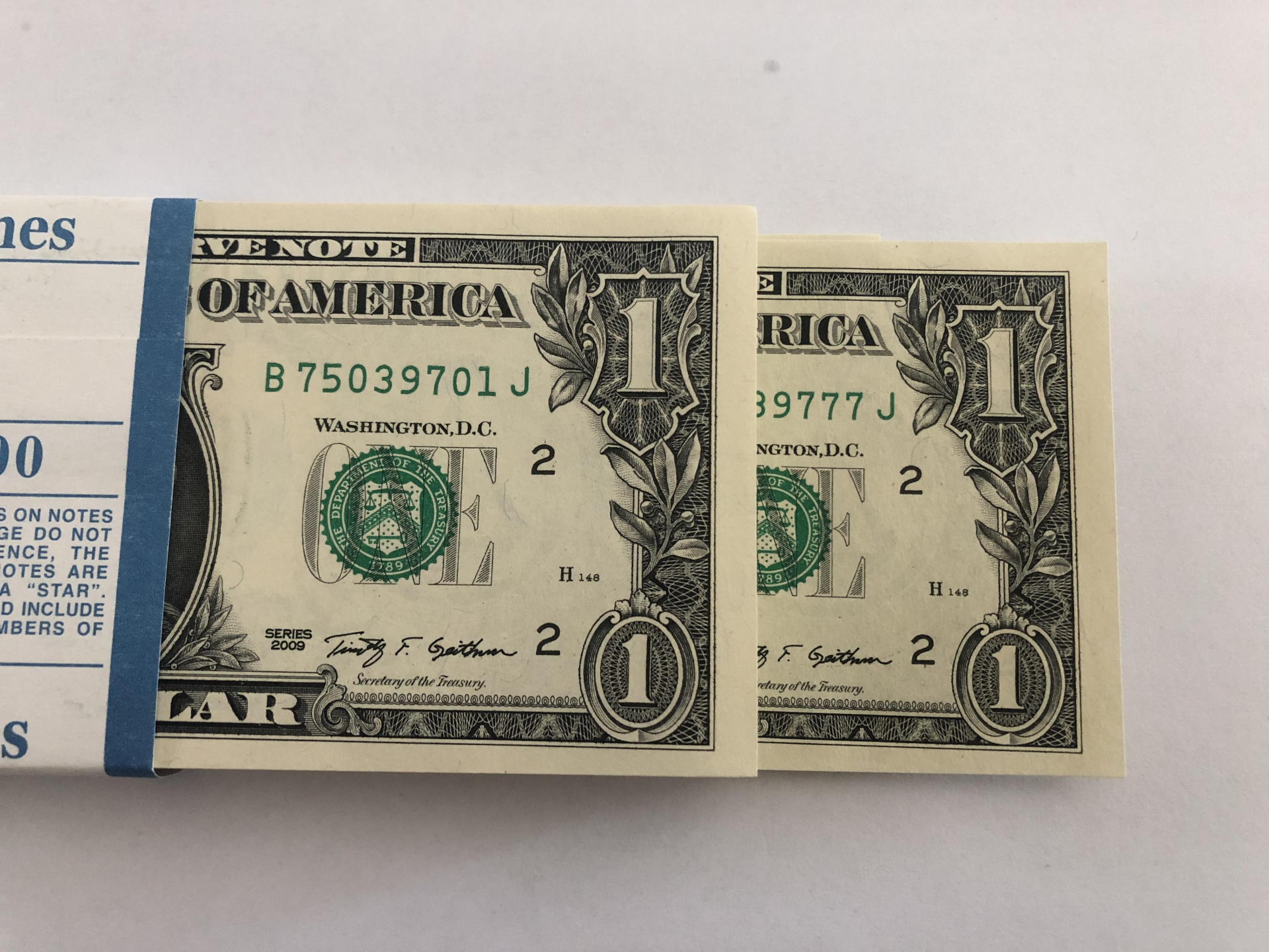 【收藏联盟】第101期拍卖——开启新纪元 【一刀100张】美国2009年 1美元 全新UNC 华盛顿 包含777豹子号