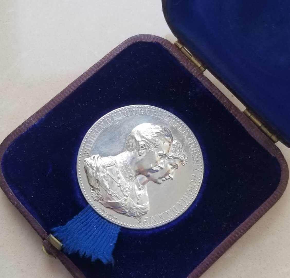 【随心拍&GetCoin】现代金银币拍卖第三十五期 德国1906年威廉二世银婚高浮雕大银章 品如图