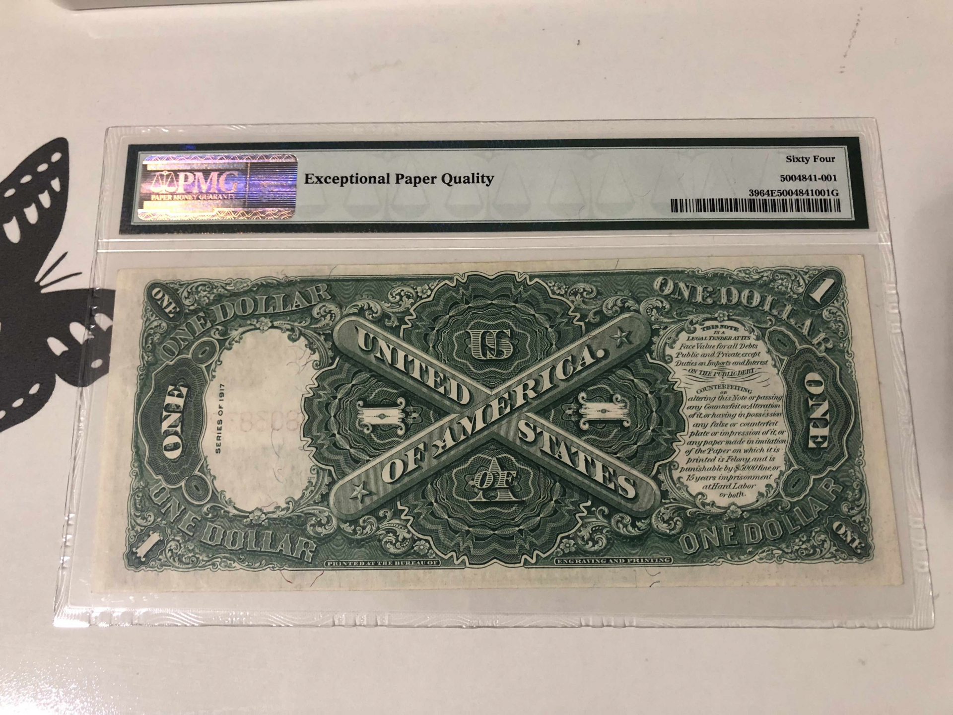 【收藏联盟】第102期拍卖 美国 1917年 1美元 大票幅 经典场景pmg64EPQ 性价比 原票UNC品相