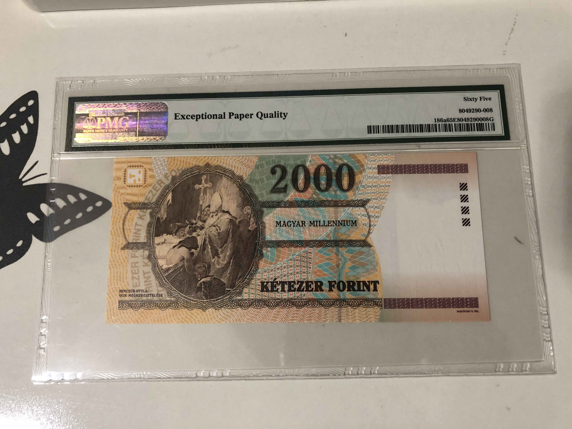 【收藏联盟】第102期拍卖 匈牙利2000年2000福林 建国1000周年纪念钞 PMG65EPQ