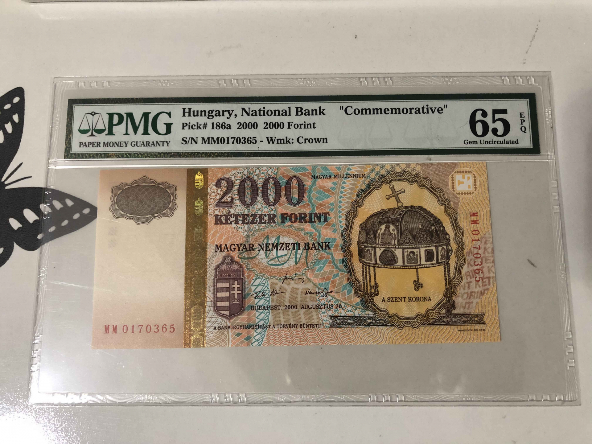 【收藏联盟】第102期拍卖 匈牙利2000年2000福林 建国1000周年纪念钞 PMG65EPQ