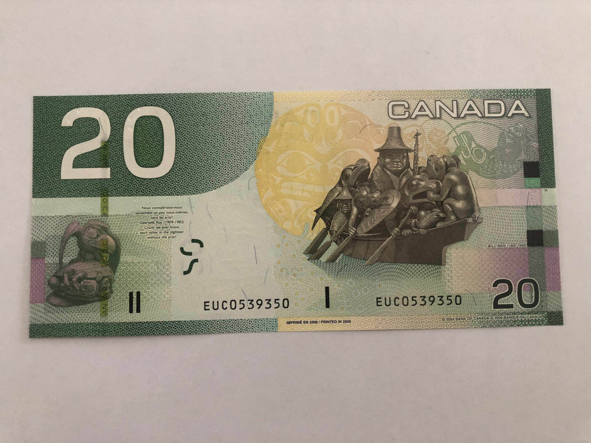 【收藏联盟】第102期拍卖 加拿大 2008年 20元 全新UNC